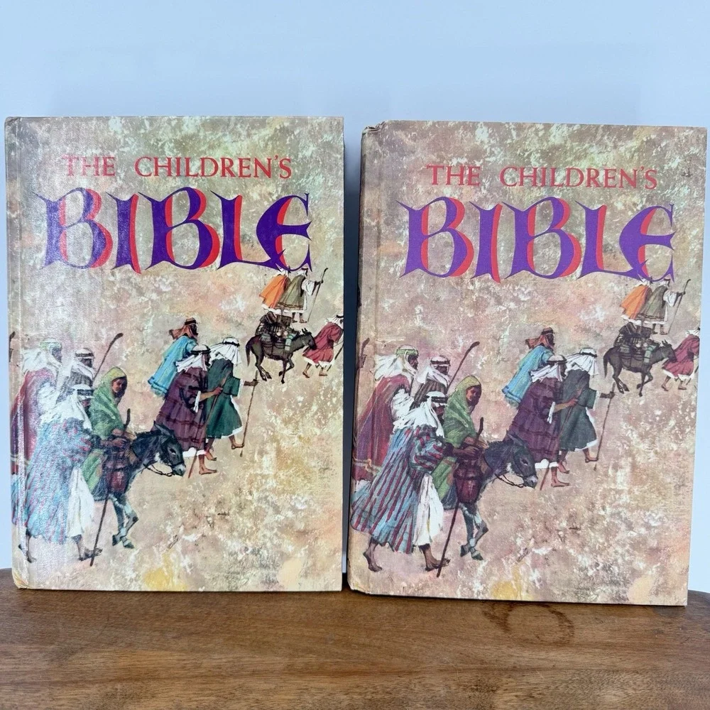 Two VTG 1965 The Children's Bible First Edition Matte Glossy Illustrated Stories